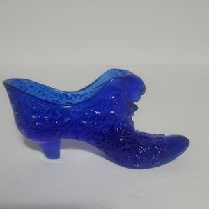 Vtg Fenton Colbalt Blue Cathead Shoe